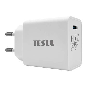 TESLA Electronics - Adaptador de carregamento rápido Power Delivery 20W branco