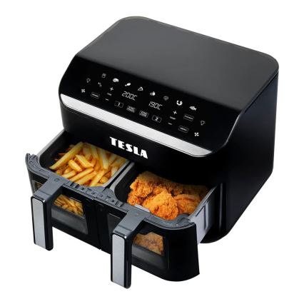 TESLA Electronics AirCook - Fritadeira elétrica multifuncional digital dupla com ar quente 9 l 2400W/230V