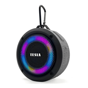 TESLA Electronics - Altifalante sem fios LED RGB 5W/1200 mAh/3,7V IPX7 cinzento