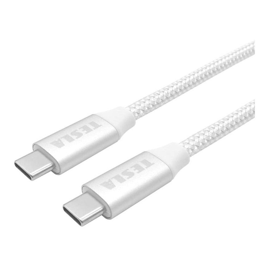 TESLA Electronics - Cabo USB USB-C 3.2 conector Power Delivery 1m 100W branco