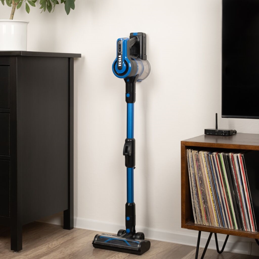 TESLA Electronics PureStar - Aspirador vertical sem fios flexível 3 em 1 300W/2200 mAh preto/azul
