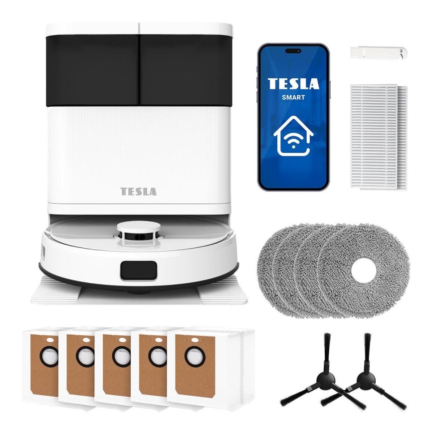 TESLA Electronics RoboStar - Aspirador robô inteligente 3 em 1 5200 mAh Wi-Fi branco