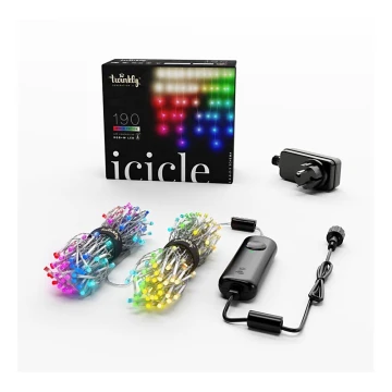 Twinkly - LED RGBW Regulação exterior Cortina de Natal ICICLE 190xLED 11,5m IP44 Wi-Fi