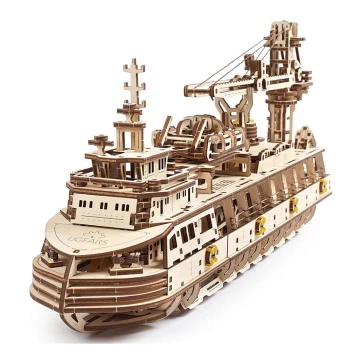 Ugears - 3D puzzle mecânico de madeira Navio de investigação
