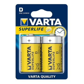 Varta 2020 - 2 pçs Bateria de zinco-carbono SUPERLIFE D 1,5V