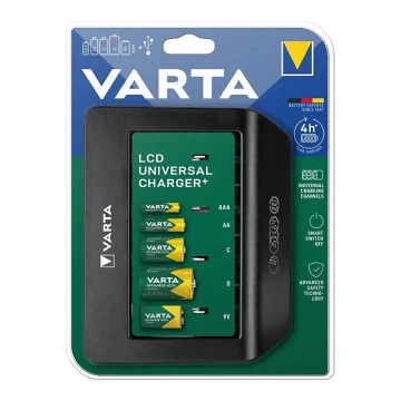 Varta 57688101401 - Carregador LCD universal de pilhas 230V