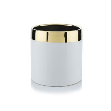 Vaso para flores de cerâmica CINDY 13x13 cm branco/dourado