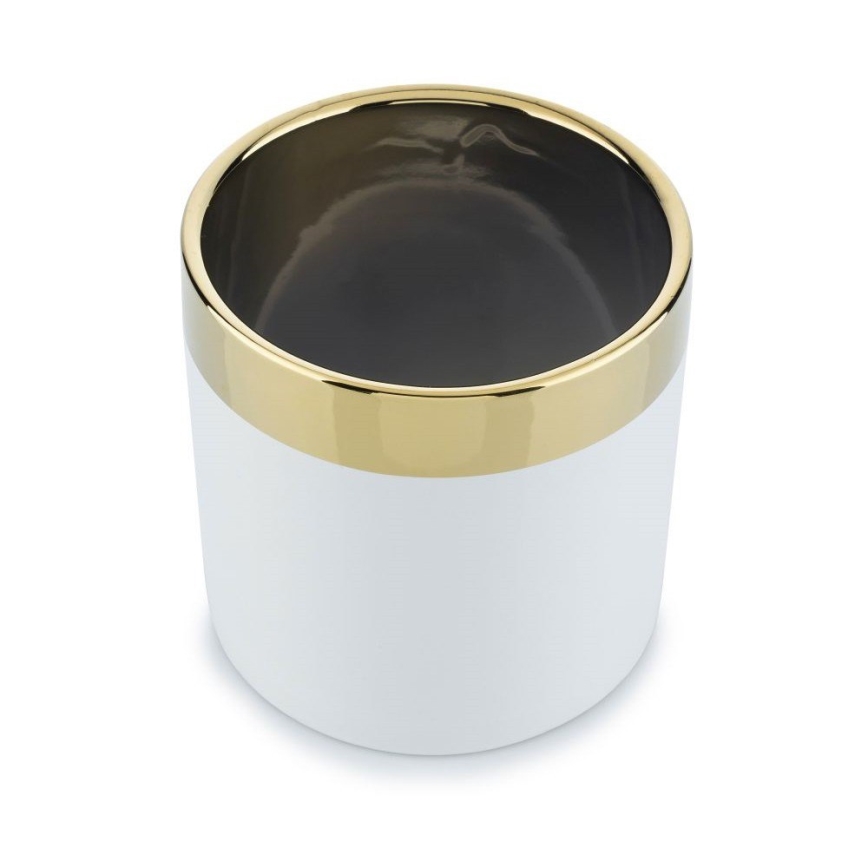 Vaso para flores de cerâmica CINDY 13x13 cm branco/dourado