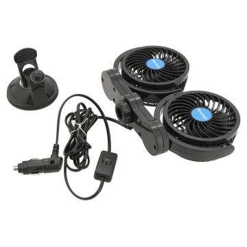 Ventoinha para automóvel com ventosa 7W/12V preto