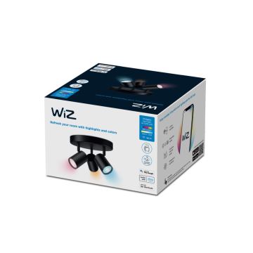 WiZ - Foco LED RGBW com regulação IMAGEO 3xGU10/4,9W/230V 2200-6500K Wi-Fi CRI 90 preto