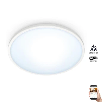 WiZ - Iluminação de teto LED com regulação do fluxo luminoso SUPERSLIM LED/16W/230V 2700-6500K Wi-Fi branco
