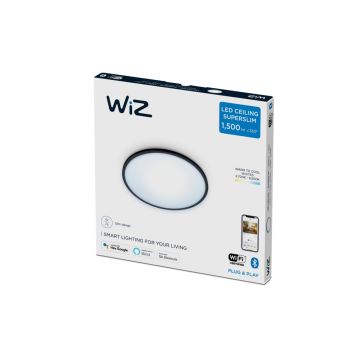 WiZ - Iluminação de teto LED com regulação do fluxo luminoso SUPERSLIM LED/16W/230V 2700-6500K Wi-Fi preto