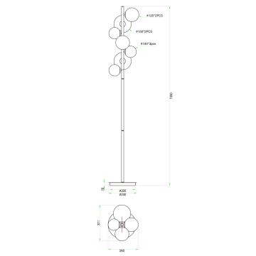 Wofi 3014-701W - Candeeiro de chão LED VILLA 7xG9/3W/230V dourado