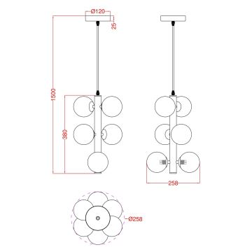 Wofi 6014-601W - Candeeiro suspenso LED VILLA 6xG9/3W/230V dourado