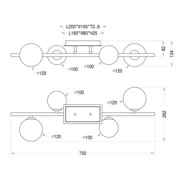 Wofi 7014-401W - Candeeiro  integrado LED VILLA 4xG9/3W/230V dourado