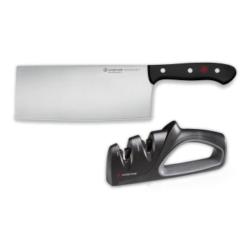 Wüsthof - Conjunto de faca de cozinha chinesa e afiador GOURMET