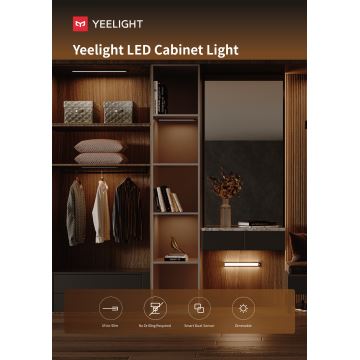 Yeelight - LED Iluminação para mobília recarregável com regulação com sensor LED/1,8W/1100 mAh 4000K 20 cm preto