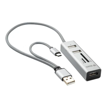 Yenkee - Divisor USB 2.0 e USB-C OTG e leitor de cartões