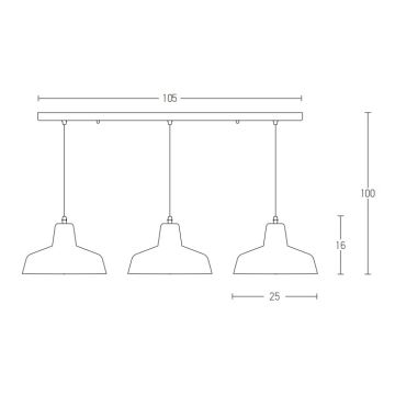 Zambelis 1653 - Candelabro suspenso 3xE27/40W/230V betão