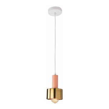 Zambelis 180051 - Candeeiro suspenso 1xE27/40W/230V dourado/rosa-salmão