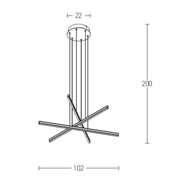 Zambelis 1947 - Candelabro suspenso LED com regulação LED/48W/230V preto