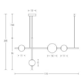 Zambelis 20131 - Candelabro suspenso LED com regulação LED/18W/230V