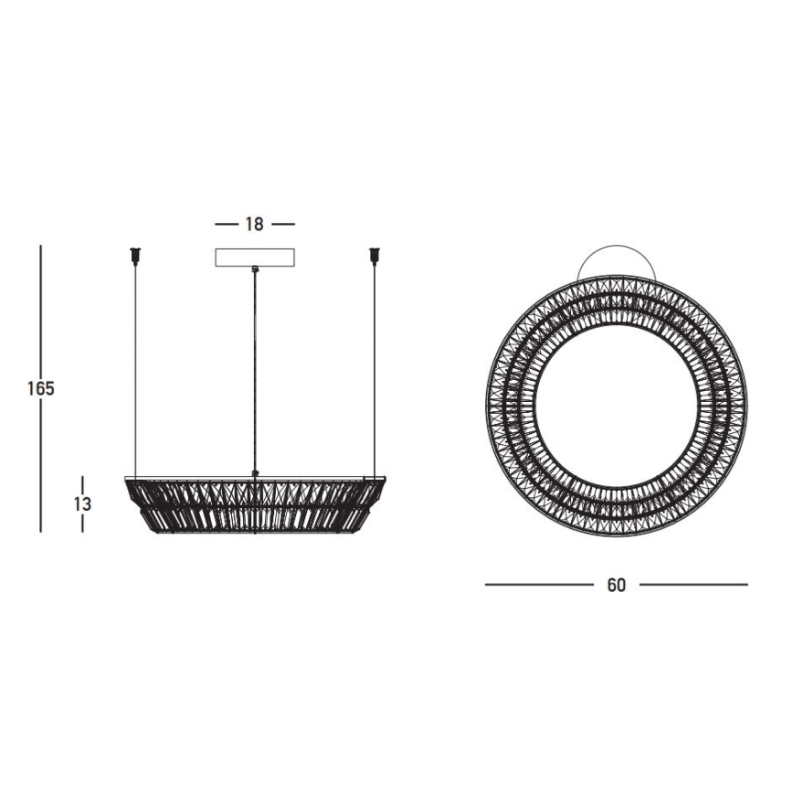 Zambelis 23046 - Candeeiro suspenso de cristal LED regulável LED/38W/230V CRI 90 3000K d. 60 cm latão