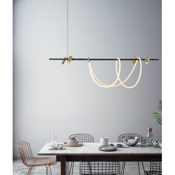 Zuma Line - Candeeiro suspenso LED com regulação LED/60W + LED/7,5W/230V 2700-6000K preto/dourado + comando