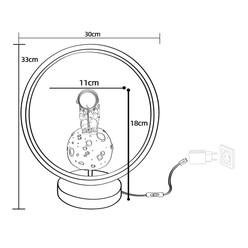 Zuma Line - Candeeiro de mesa para crianças LED LED/4W/230V astronaut/resina