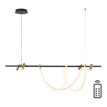 Zuma Line - Candeeiro suspenso LED com regulação LED/60W + LED/7,5W/230V 2700-6000K preto/dourado + comando