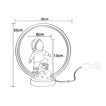 Zuma Line - Candeeiro de mesa para crianças LED LED/4W/230V astronaut/resina