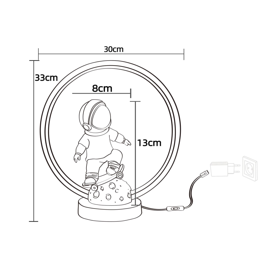 Zuma Line - Candeeiro de mesa para crianças LED LED/4W/230V astronaut/resina