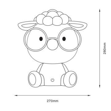 Zuma Line - Candeeiro de mesa LED regulável para crianças LED/3W/230V ovelha rosa