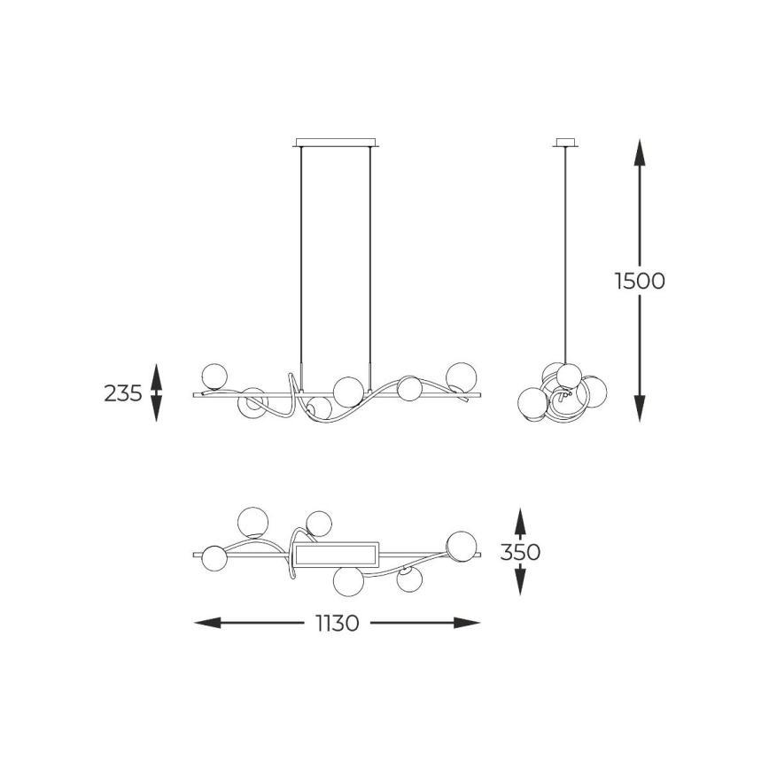 Zuma Line - Candeeiro suspenso 6xG9/3,5W/230V preto