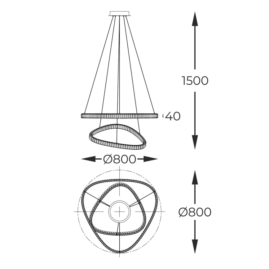 Linha Zuma - Candeeiro de cristal LED suspenso com regulação LED/36W/230V 2700-6000K + comando