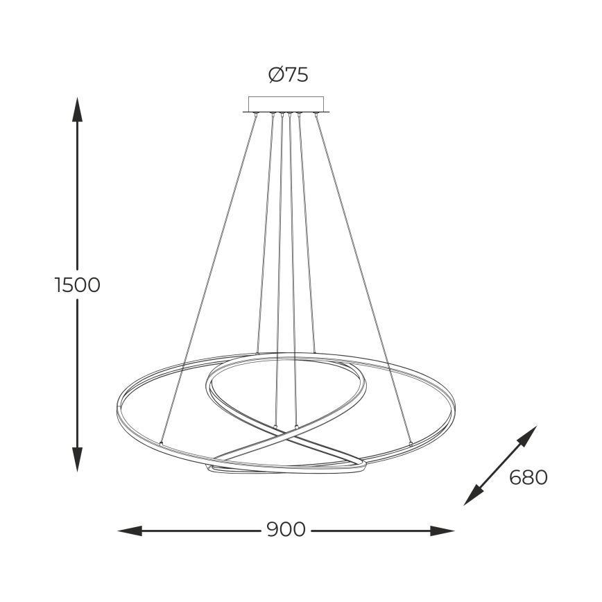 Zuma Line - Candeeiro suspenso LED com regulação LED/56W/230V dourado