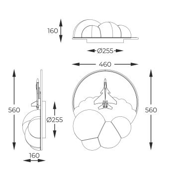 Zuma Line - Candeeiro de teto infantil LED regulável LED/37W/230 foguete espacial