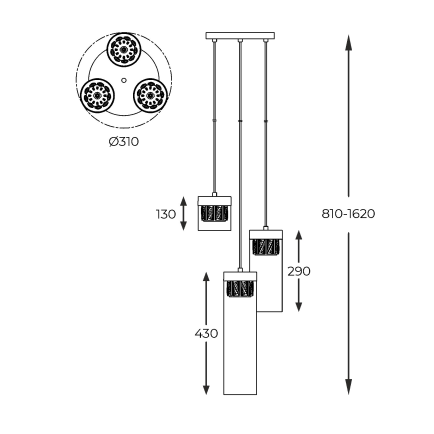 Zuma Line - Candeeiro suspenso 3xG9/28W/230V latão