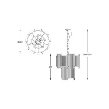 Zuma Line - Candeeiro suspenso 8xE14/60W/230V prateado