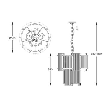 Zuma Line - Candeeiro suspenso 8xE14/60W/230V dourado