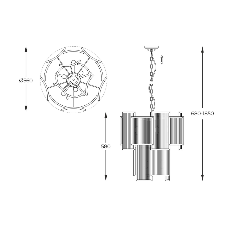 Zuma Line - Candeeiro suspenso 8xE14/60W/230V dourado