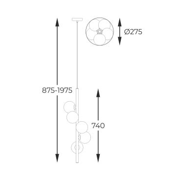 Zuma Line - Candeeiro suspenso 5xG9/4W/230V dourado