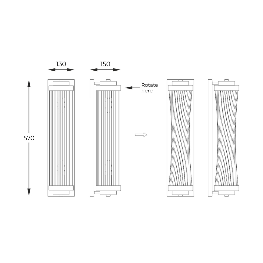 Zuma Line - Iluminação de parede 2xE14/60W/230V dourado